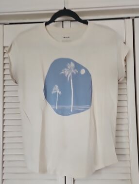 Madewell Cream Tee with Light Blue Palm Graphic